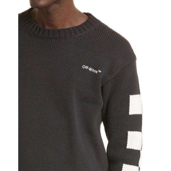 OFF-WHITE C/O VIRGIL ABLOH Cotton CheckeredCrewneck Size XL Men's - Picture 3 of 12